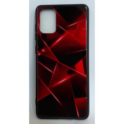 Tok, Glass, mintás üveg hátlap, szilikon kerettel, Apple Iphone 11 (6,1"), minta 3 (piros-fekete geometrikus)