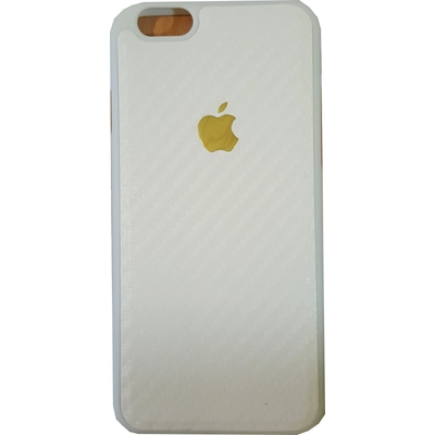 Tok, szilikon tok, carbon mintás, Apple logóval, Apple iPhone 6 / 6S, fehér