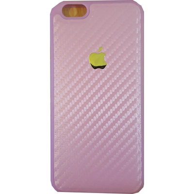 Tok, szilikon tok, carbon mintás, Apple logóval, Apple iPhone 6 / 6S, rózsaszín