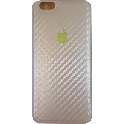 Tok, szilikon tok, carbon mintás, Apple logóval, Apple iPhone 6 / 6S, rose gold