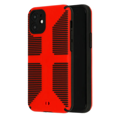 Tok, Grip erősített hátlap szilikon kerettel, Apple Iphone 12 (6,1"), piros, bliszteres