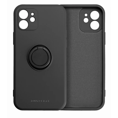 Tok, Roar Amber, mágneses szilikon hátlap, gyűrűs ujjtartóval, Apple Iphone XR, fekete, bliszteres
