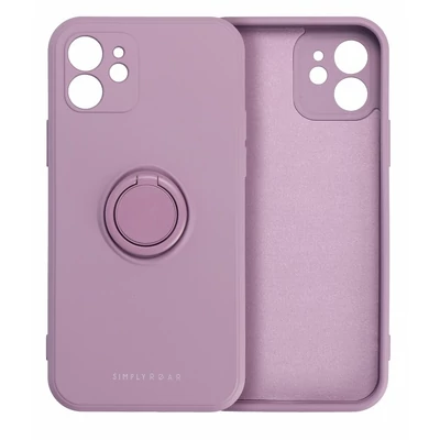 Tok, Roar Amber, mágneses szilikon hátlap, gyűrűs ujjtartóval, Apple Iphone 12 (6,1"), lila, bliszteres