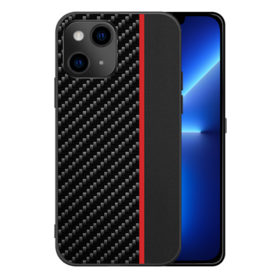 Tok, Tel Protect Carbon, Apple Iphone 13 Mini (5,4"), karbonszálas hátlap, szilikon kerettel, fekete-piros, bliszteres