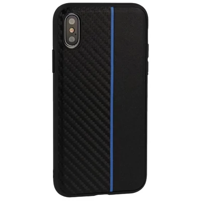 Tok, Moto carbon, Samsung Galaxy J6 (2018) J600, karbonszálas hátlap, szilikon kerettel, fekete-kék