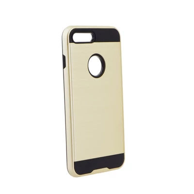 Tok, Panzer Moto, szálcsiszolt aluminium hátlap, szilikon kerettel, Apple iPhone 7 / 8, arany