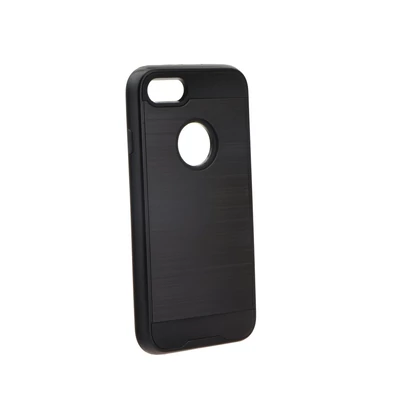 Tok, Panzer Moto, szálcsiszolt aluminium hátlap, szilikon kerettel, Apple iPhone 7 / 8, fekete
