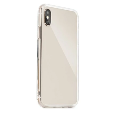 Tok, Glass, üveg hátlap, szilikon kerettel, Apple Iphone 12 / 12 Pro (6,1"), átlátszó