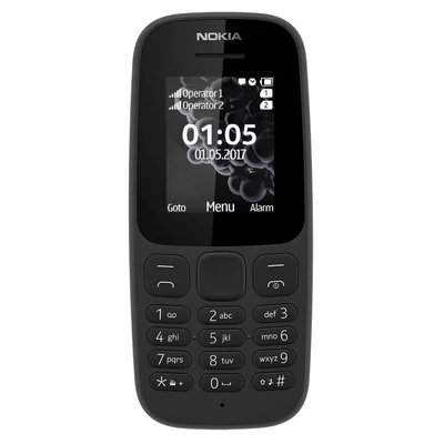 Mobiltelefon, Nokia 105 (2017), Kártyafüggetlen, Dual Sim, fekete