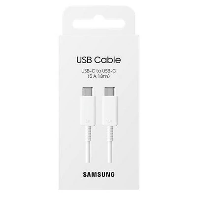 Adatkábel, Samsung, /Type-C / Type-C/, gyári, /EP-DX510JWEGEU/, 5A, fehér, 1,8 m, bliszteres