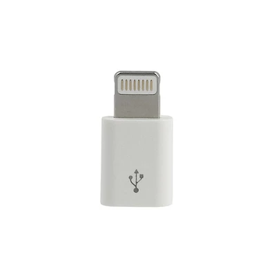 Adapter, micro USB Iphone Lightning átalakító adapter, fehér, csomagolás nélkül