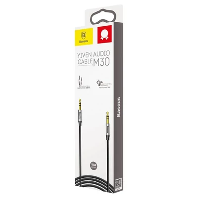 Aux kábel, Baseus M30, /CAM30-CS1/, 3.5mm jack csatlakozóval, 1,5 méter, fekete