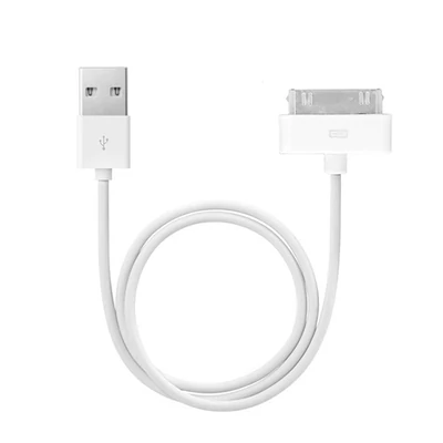 Adatkábel, Apple iPhone 4, 4S, utángyártott, fehér, 1 méter, csomagolás nélküli