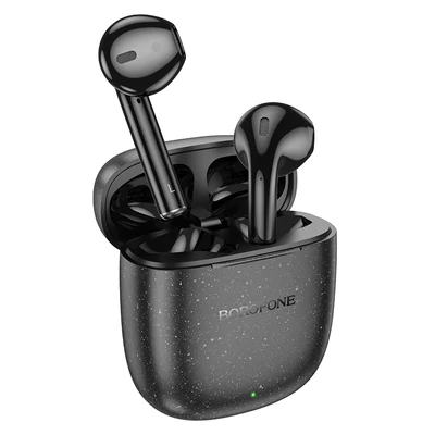 Bluetooth headset, Borofone BW45, vezeték nélküli fülhallgató, töltő tokkal, fekete, bliszteres