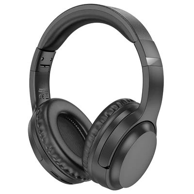 Bluetooth headset, Borofone BO25, sztereó fejhallgató mikrofonnal, fekete, bliszteres