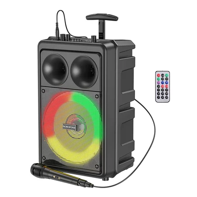 Borofone BP9, vezeték nélküli hangszóró, mikrofonnal, karaoke készülék, fekete, bliszteres 