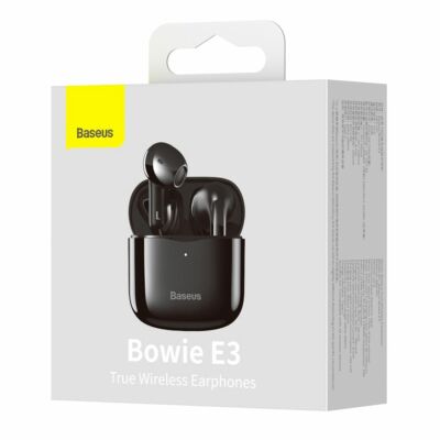 Bluetooth headset, Baseus Bowie E3 /NGTW080001/, vezeték nélküli fülhallgató, töltő tokkal, fekete, bliszteres