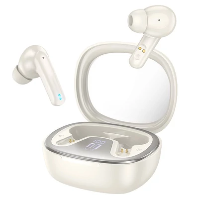 Bluetooth headset, Hoco EQ6, vezeték nélküli fülhallgató, töltő tokkal, fehér, bliszteres