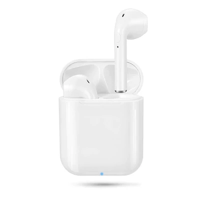 Bluetooth headset, i9S-TWS, vezeték nélküli fülhallgató, töltő tokkal, fehér, bliszteres