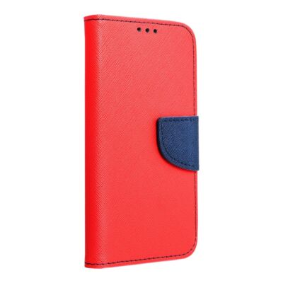 Tok, Telone Fancy oldalra nyíló flip tok, szilikon belsővel, Apple iPhone 12 / 12 Pro (6,1"), piros-kék, csomagolás nélküli