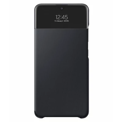 Gyári tok, Samsung Galaxy A72 A725, S-View ablakos oldalra nyíló, fekete, bliszteres, OSAM-EF-EA725PBEG