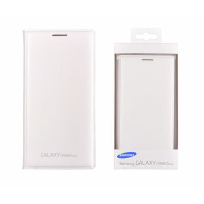 Gyári tok, Samsung Galaxy Grand Prime G530, Flip Cover oldalra nyíló bőr, fehér, gyári, bliszteres, EF-WQ530BWEGWW