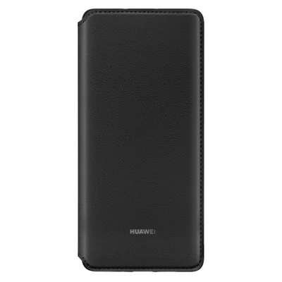 Gyári tok, Huawei P30 Lite, oldalra nyíló wallet típusú flip tok, fekete, bliszteres