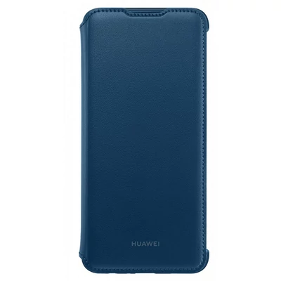 Gyári tok, Huawei P Smart (2019), oldalra nyíló smart flip tok, kék, bliszteres
