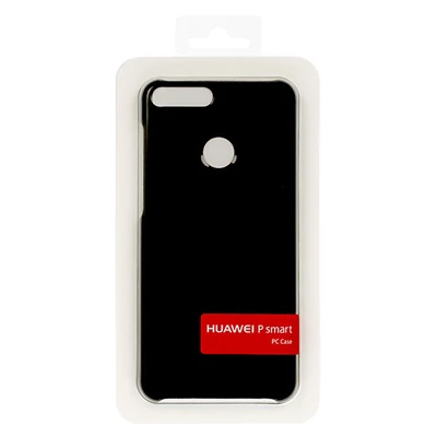 Gyári tok, Huawei P Smart, műanyag hátlap, fekete, bliszteres