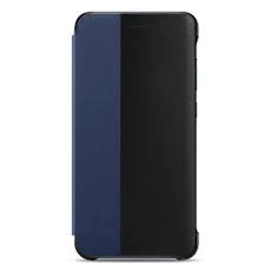 Gyári tok, Huawei P10 Lite, oldalra nyíló smart flip tok, átlátszó kék, bliszteres