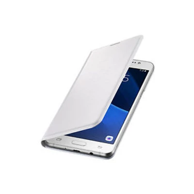Gyári tok, Samsung Galaxy J5 (2016) J510, Flip Cover oldalra nyíló bőr, hátlapos, fehér, gyári, bliszteres, EF-WJ510PWEGWW