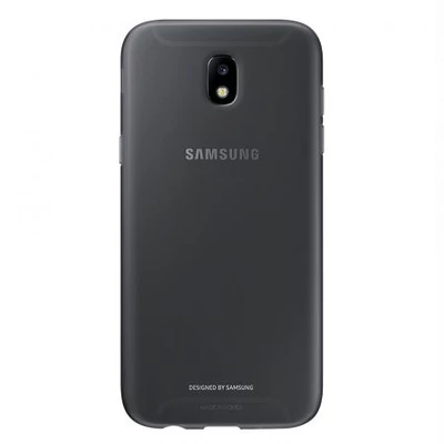 Gyári tok, Samsung Galaxy J3 (2017) J330, szilikon hátlap, fekete áttetsző, bliszteres, EF-AJ330TBEG