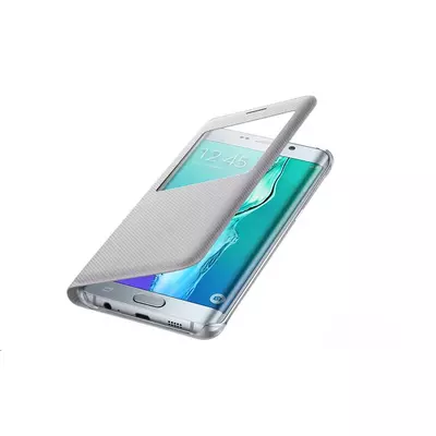 Gyári tok, Samsung Galaxy S6 Edge Plus, S-View ablakos oldalra nyíló, ezüst, gyári, bliszteres, EF-CG928PSEGWW