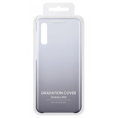 Gyári tok, Samsung Galaxy A50, Gradation cover, műanyag hátlap, fekete átmenetes, bliszteres, OSAM-EF-AA505CBEG