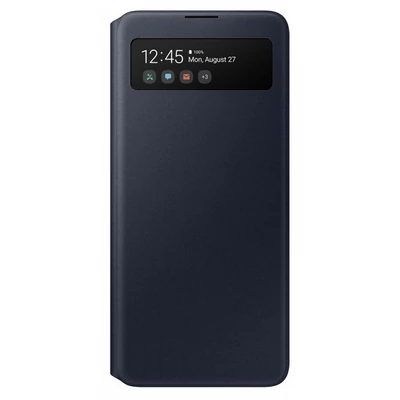 Gyári tok, Samsung Galaxy A41 A415, S-View ablakos oldalra nyíló, fekete, bliszteres, OSAM-EF-EA415PBEG