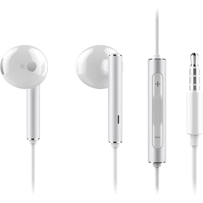Headset, Huawei, AM116, sztereó, hangerőszabályzós, 3.5mm jack csatlakozóval, fehér, gyári, csomagolás nélküli