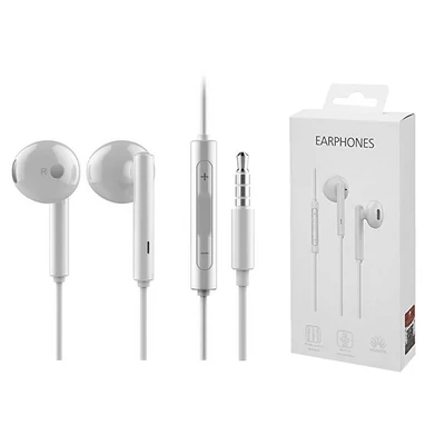 Headset, Huawei, AM115, felvevőgombos, 3.5mm jack csatlakozóval, sztereó, fehér, gyári, bliszeres 	