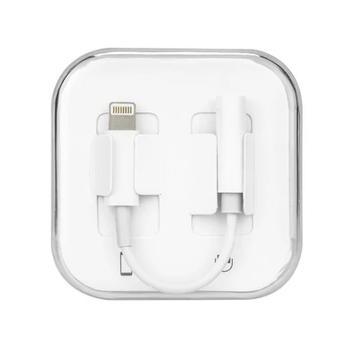 Apple iPhone lightning-adapter 3,5 mm-es fejhallgató-csatlakozóhoz, fehér, utángyártott, bliszteres