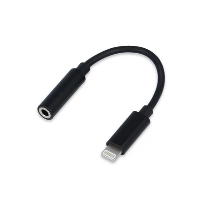 Apple iPhone lightning-adapter 3,5 mm-es fejhallgató-csatlakozóhoz, fekete, utángyártott