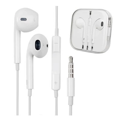 Headset, Apple iPhone 5, 5S, 5SE, /MD827ZM/, sztereó fülhallgató, fehér, 3.5mm jack csatlakozóval, gyári, dobozos
