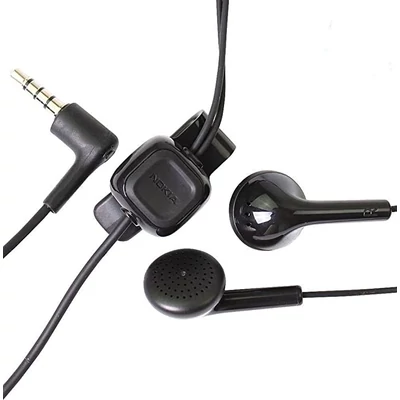 Headset, Nokia /WH-102/, (HS-125), sztereó, 3.5mm jack, gyári, fekete, csomagolás nélküli