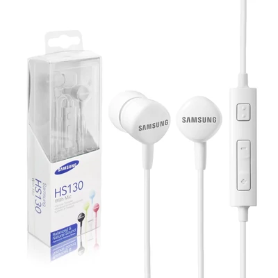 Headset, Samsung, /EO-HS1303WEGWW/, sztereó, felvevőgombos, hangerőszabályzós, 3.5mm jack csatlakozóval, fehér, gyári, bliszteres
