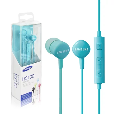 Headset, Samsung, /EO-HS1303LEGWW/, sztereó, felvevőgombos, hangerőszabályzós, 3.5mm jack csatlakozóval, kék, gyári, bliszteres