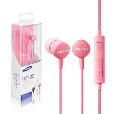 Headset, Samsung, /EO-HS1303PEGWW/, sztereó, felvevőgombos, hangerőszabályzós, 3.5mm jack csatlakozóval, rózsaszín, gyári, bliszteres