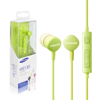 Headset, Samsung, /EO-HS1303GEGWW/, sztereó, felvevőgombos, hangerőszabályzós, 3.5mm jack csatlakozóval, zöld, gyári, bliszteres