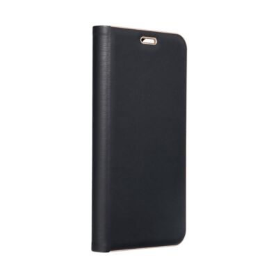 Tok, Vennus, oldalra nyíló mágneses műbőr flip tok, Apple Iphone XS Max, fekete, (szilikon belsővel), csomagolás nélküli (prémium minőség)