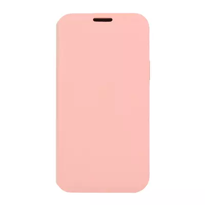 Tok, Vennus Lite, oldalra nyíló műbőr flip tok, Apple Iphone 12 / 12 Pro (6,1˝), halvány rózsaszín, (szilikon belsővel), bliszteres