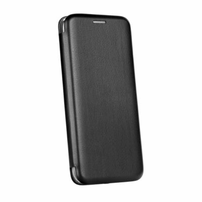 Tok, Elegance, mágneses, oldalra nyíló műbőr flip tok, Apple Iphone 12 Pro Max (6,7"), fekete, (szilikon belsővel), csomagolás nélküli