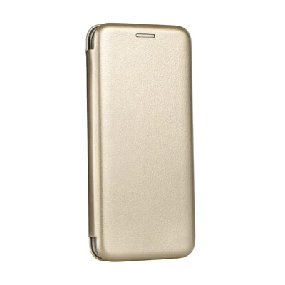 Tok, Elegance, mágneses, oldalra nyíló műbőr flip tok, Samsung Galaxy S25, arany, (szilikon belsővel), csomagolás nélküli
