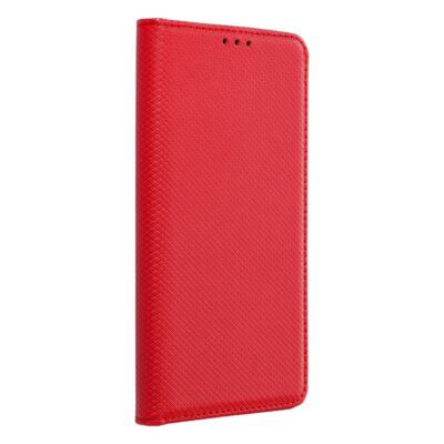 Tok, mágneses oldalra nyíló Smart flip tok, Samsung Galaxy A72 A725, piros, (szilikon belsővel), csomagolás nélküli